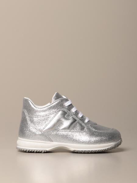 Hogan Baby sneakers in glitter leather - Silver Hogan Baby shoes HXT0920O243 FTI online on GIGLIO.COM