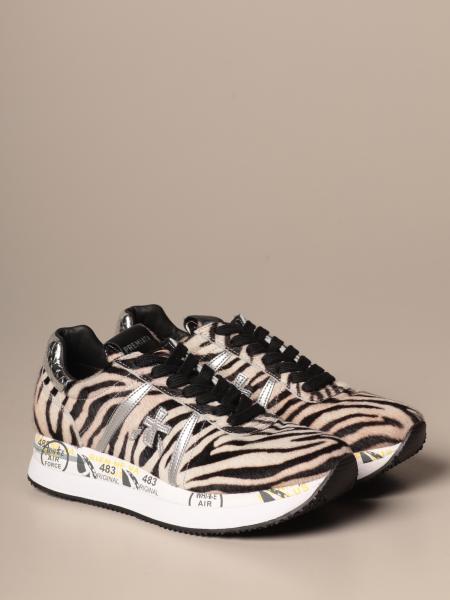 PREMIATA: Conny sneakers in zebra pony - Black | Sneakers Premiata CONNY  GIGLIO.COM