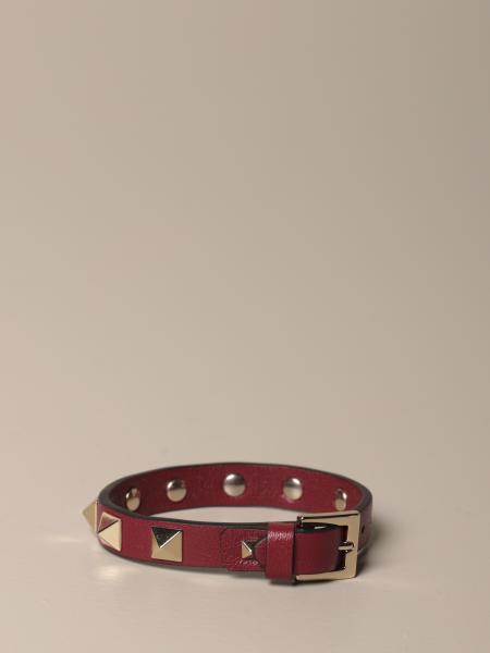 VALENTINO GARAVANI: Rockstud leather bracelet with studs - | Valentino Garavani jewel UW2J0255 VIT online on GIGLIO.COM