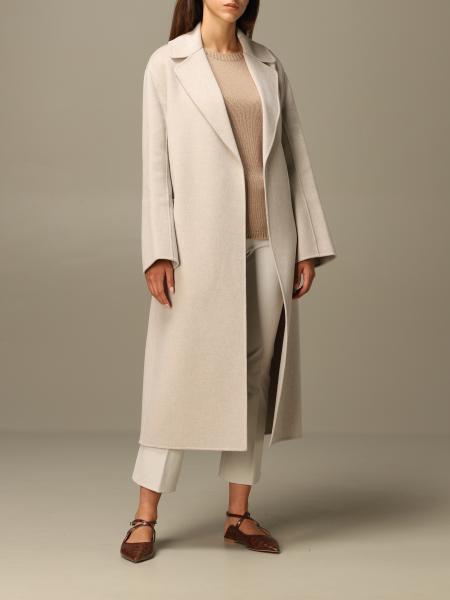 S MAX MARA: Lugano coat in virgin wool - Mastic | Coat S Max Mara ...