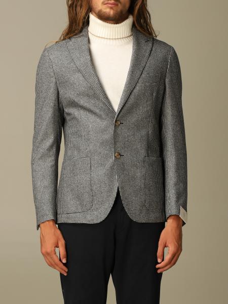 Eleventy Outlet: jacket in houndstooth wool - Black | Eleventy blazer ...