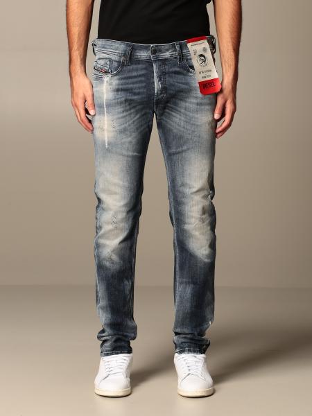 wastafel Site lijn plafond DIESEL: Sleenker jeans in skinny used denim - Stone Washed | Diesel jeans  00SWJF 069NI online on GIGLIO.COM