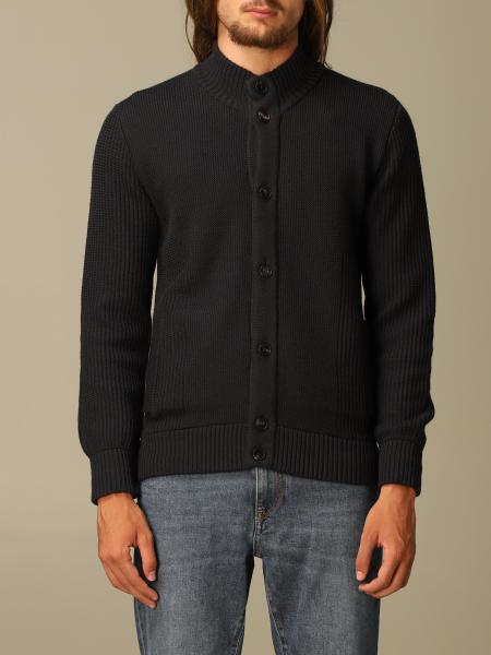 Z ZEGNA: cardigan in textured and water-repellent wool - Blue | Z Zegna ...