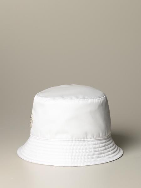 Prada Nylon Logo Bucket Hat In White for Men