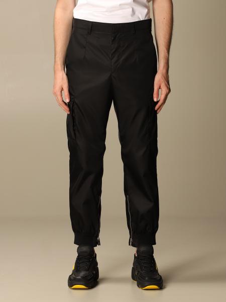 PRADA: cargo pants in nylon gabardine - Black | Prada pants SPH67 1WQ8  online on 