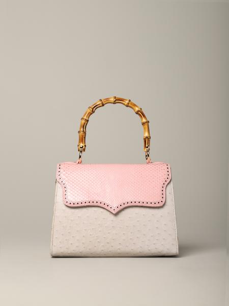 Borsa Piccola Rosa Panna Tarì Rural Design in pelle di pitone e struzzo