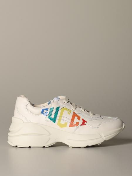 GUCCI: Rhyton game rainbow leather sneakers - White | Gucci shoes 612996  DRW00 online on 