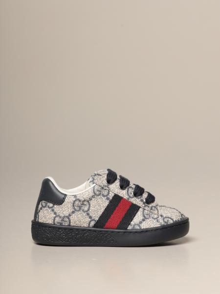 GUCCI: Ace sneakers with Web bands and GG print - Blue | Gucci shoes 433147 9C210 online at GIGLIO.COM