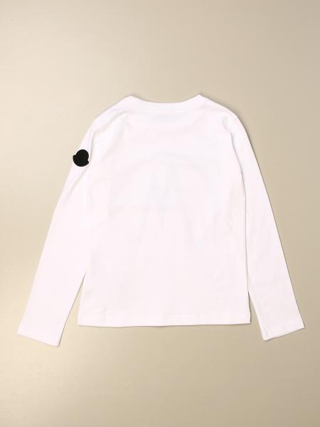 MONCLER: Maglia in cotone con logo flock - Bianco | T-Shirt Moncler