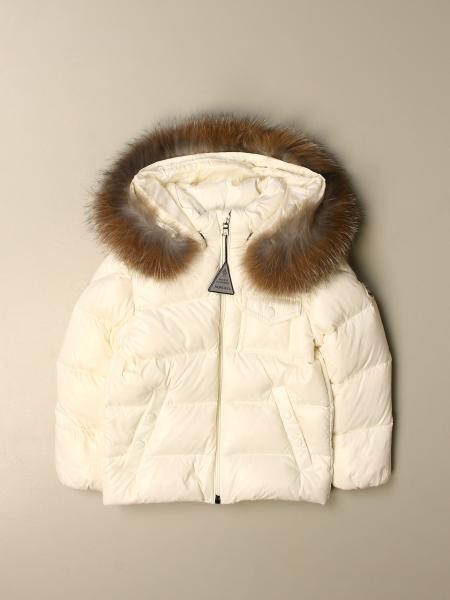 MONCLER: K2 shiny down jacket with detachable fur hood - White ...