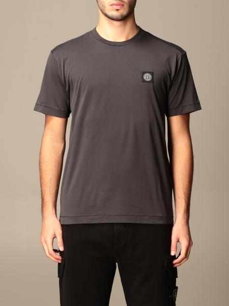 STONE ISLAND: cotton t-shirt with logo - Charcoal | Stone Island t ...
