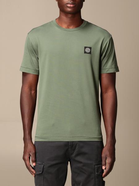 STONE ISLAND: cotton t-shirt with logo - Sage | Stone Island t-shirt ...