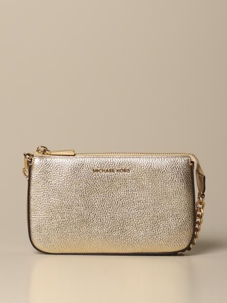 MICHAEL KORS: Michael chain clutch in laminated leather - Gold | Michael  Kors mini bag 32F7MFDW6M online on 