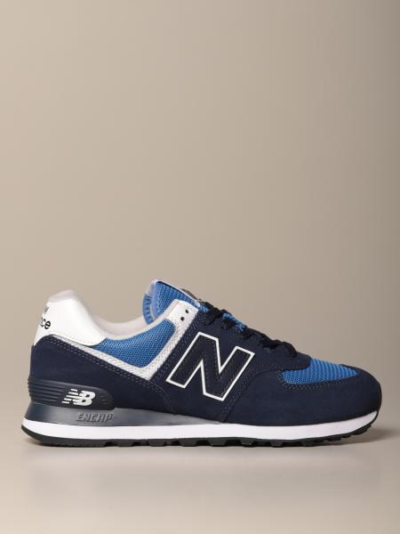 NEW BALANCE: 574 sneakers in suede and mesh - Blue | New Balance ...