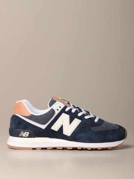 New Balance 574 sneakers in suede and knit | Sneakers New Balance Men Blue  | Sneakers New Balance ML574 TYA Giglio EN