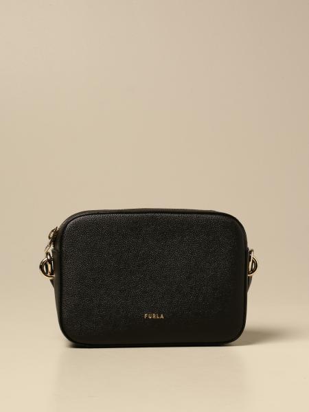 FURLA: camera bag in grained leather - Black | Furla crossbody bags ...