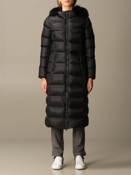 Colmar Outlet: Super long down jacket with hood - Black | Colmar jacket ...