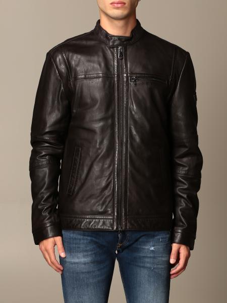Peuterey Outlet: Saguaro leather jacket with zip - Dark | Peuterey ...