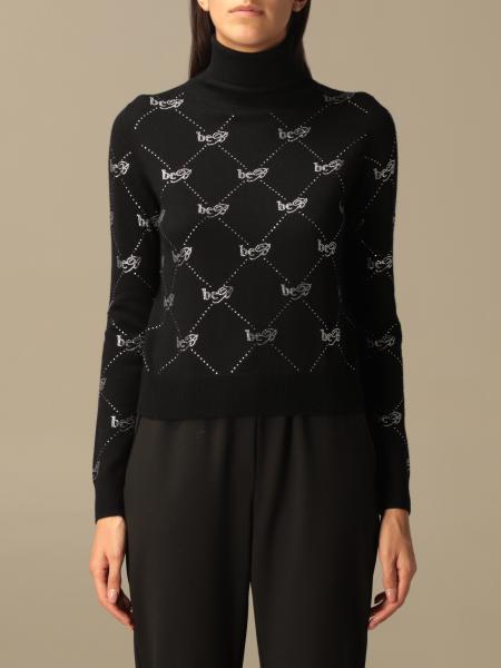 Be Blumarine: All-over rhinestone logo turtleneck