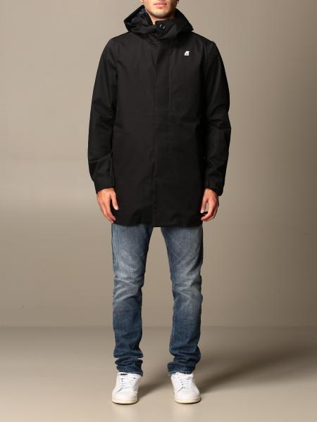K-Way Outlet: Long Marlin warm parka with hood - Black | K-Way jacket ...