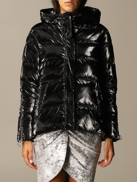 PINKO: Savio 1 down jacket in satin nylon with hood - Black | Pinko ...