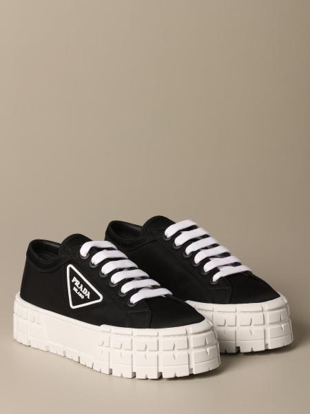 PRADA: sneakers for women - Black | Prada sneakers 1E260M MMS online on ...