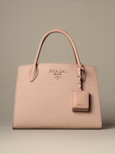 Prada Ladies Pink Monochrome Saffiano Leather Shoulder Bag - Small  1BD127OOO2ERX F0442 8051188460362 - Handbags - Jomashop