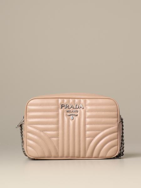 PRADA: Diagramme camera case bag in quilted leather - Blush Pink | Prada  crossbody bags 1BH083 2D91 online on 