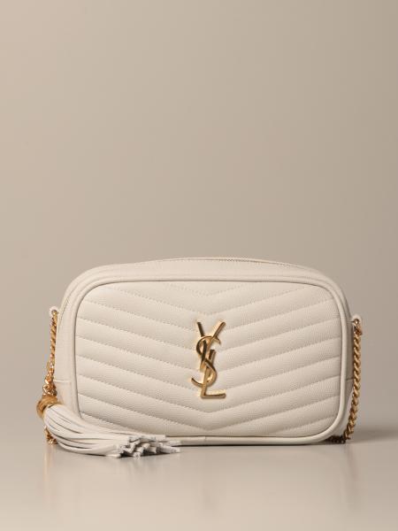 Saint Laurent Lou Mini Camera Bag Grain de Poudre White Cross Body