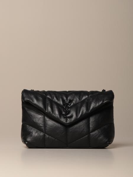 SAINT LAURENT: Toy Loulou puffer bag in quilted leather - Black