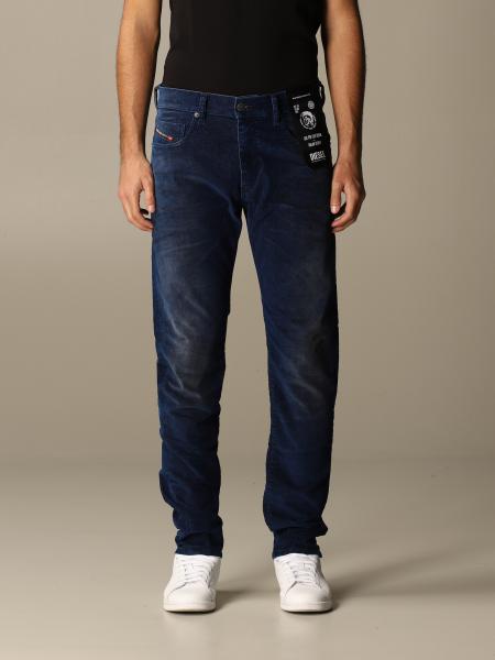 Diesel Outlet: Strukt jeans in slim striped velvet - Blue | Diesel ...