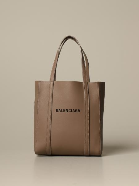 BALENCIAGA: Everyday XXS bag in leather with logo - Grey | Balenciaga ...