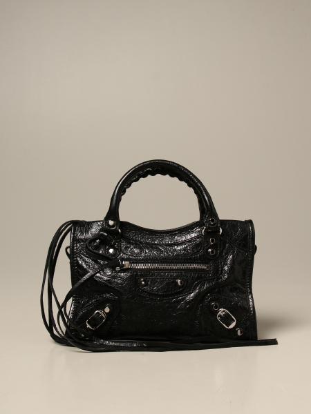 BALENCIAGA City Classic bag in crackle leather Black