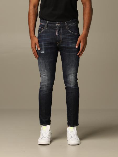 Dsquared2 Outlet: fit Skater jeans with patches - Blue | Dsquared2 jeans S74LB0830 online on