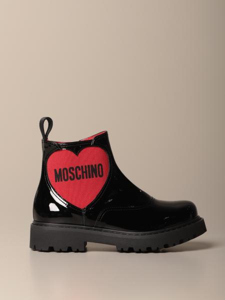 Moschino Teen ankle boot in patent leather with heart logo
