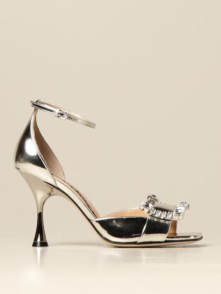 Sergio Rossi: Décolleté Sergio Rossi in pelle specchiata con fibbia gioiello