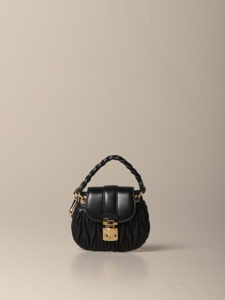 MIU MIU: nano bag in matelassé leather - Black