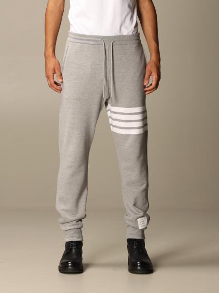 THOM BROWNE: jogging trousers with bands - Grey | Thom Browne pants ...