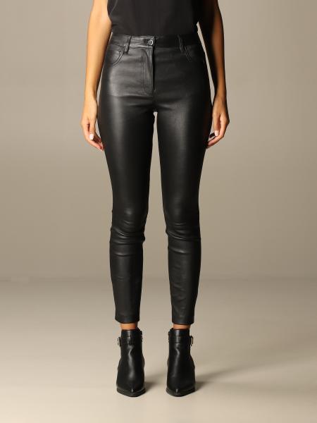Theory Outlet: Jean trousers in skinny fit leather - Black | Theory ...