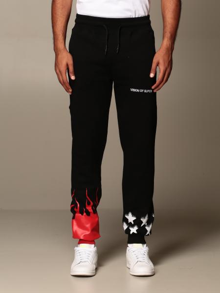 VISION OF SUPER: jogging trousers with flames and stars - Black ...