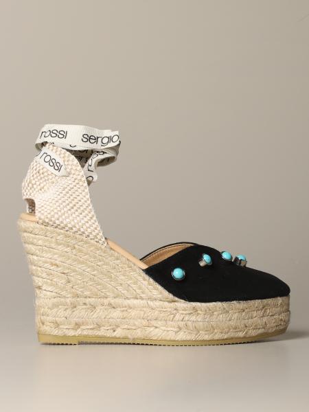 Begrip dubbele Kers Sergio Rossi Outlet: + Manebì suede wedge espadrilles - Black | Sergio Rossi  espadrilles A87800 MFN979 online on GIGLIO.COM