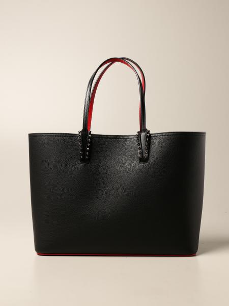 CHRISTIAN LOUBOUTIN: Cabata bag in leather with spikes - Black ...