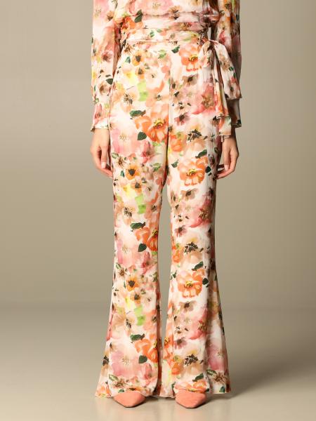 Wide Patrizia Pepe trousers in viscose with floral pattern