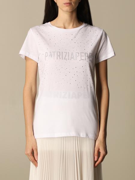 Patrizia Pepe cotton T-shirt with rhinestone logo