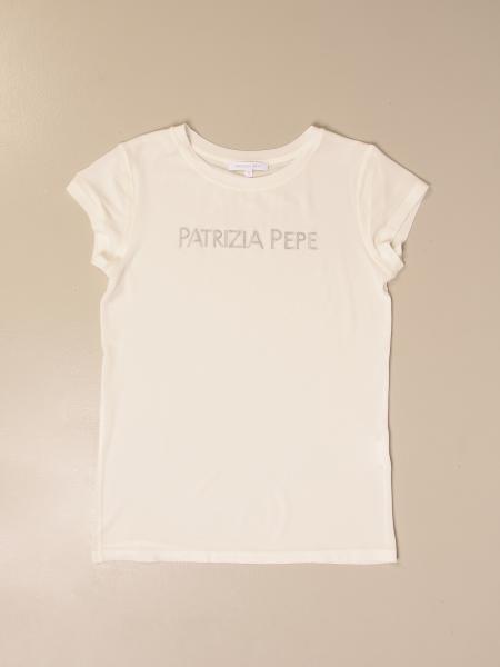 Patrizia Pepe t-shirt in stretch viscose with rhinestone logo