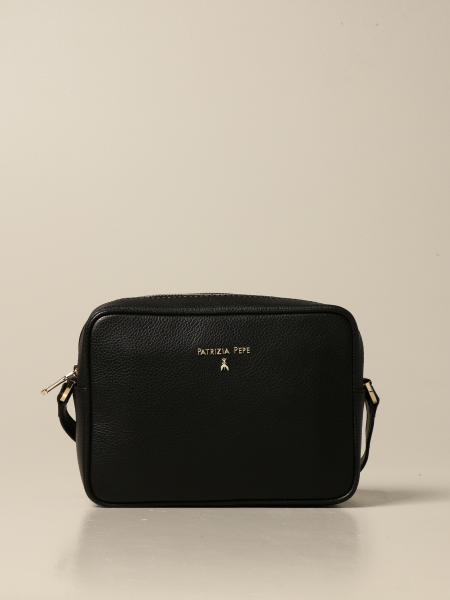 PATRIZIA PEPE: bag in textured leather with logo - Black | Patrizia ...
