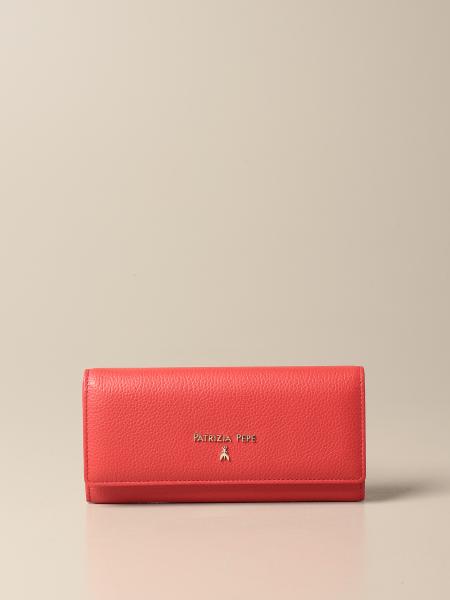 PATRIZIA PEPE: wallet in leather with logo - Red | Patrizia Pepe wallet ...