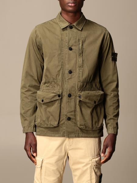 STONE ISLAND: saharan jacket in frosted canvas - Olive | Stone