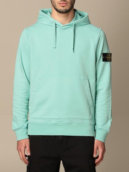 STONE ISLAND: hooded sweatshirt in cotton with logo - Water | Stone ...