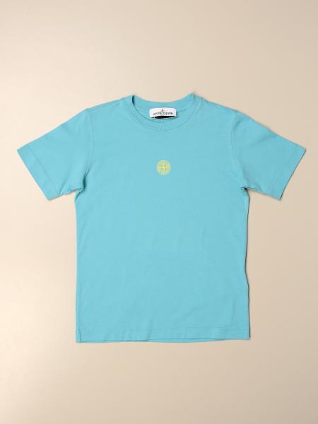 STONE ISLAND JUNIOR: T-shirt in cotton with logo - Turquoise | Stone ...